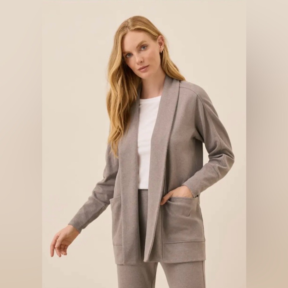 Pact Taupe Organic Cotton Airplane Wrap Cardigan Size XS/S